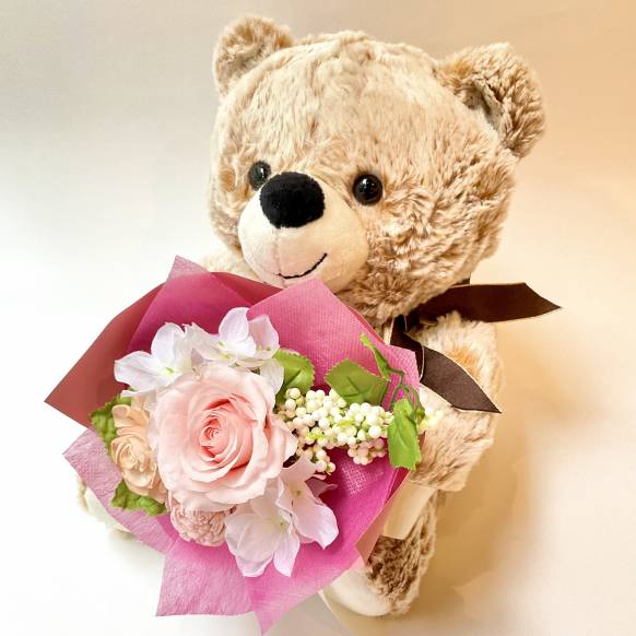 ローズブーケくまちゃん　ピンク【P-237】