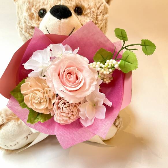 ローズブーケくまちゃん　ピンク【P-237】